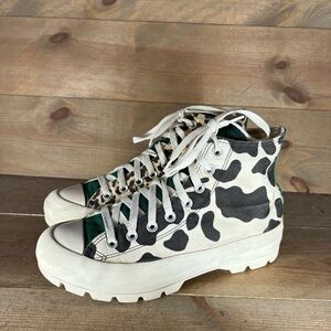 converse all star lugged womens size 9 shoes black white animal print sneakers